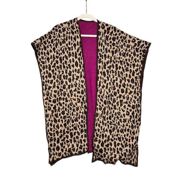Lauren Ralph Lauren Sweaters - Lauren Ralph Lauren Women's Merino Wool Blend Reversible Animal Print Cape OS